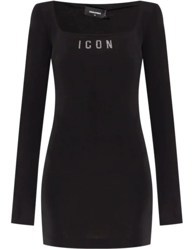 Fitted Viscose Square Neck Dress