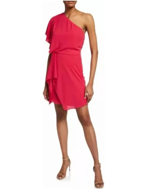 One Shoulder Mini Dress With Draping