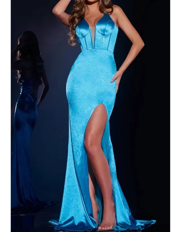 Strappy Long Halter Prom Dress