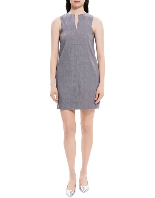 Slit Linen-blend Shift Dress