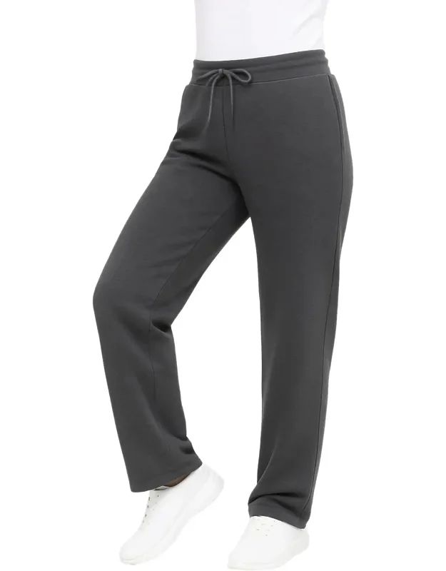 Loose Fit Classic Heavyweight Fleece Sweatpants With Open Bottom