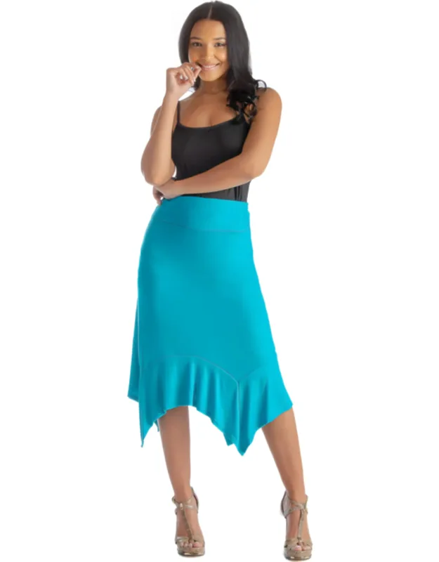 Knee Length Handkerchief Skirt With Flowy Cut And Soft Fabric_