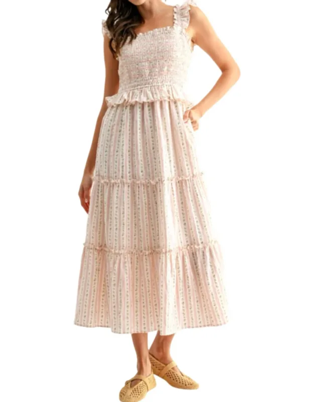 Smocked Bodice Tiered Maxi Dress