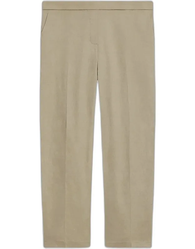 Linen Cropped Pull-on Ankle Pants