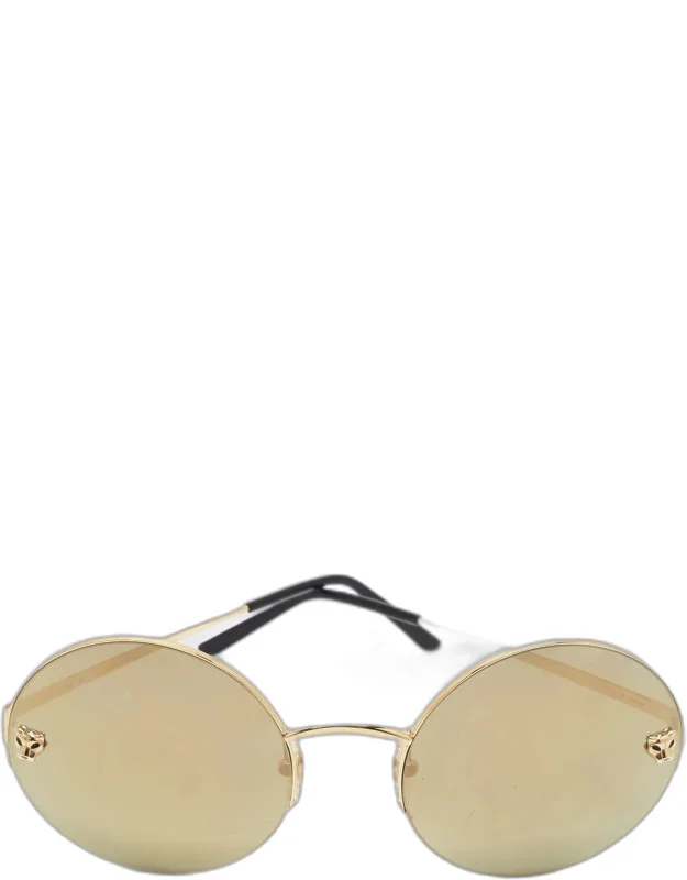 Gold Mirrored Round Sunglasses