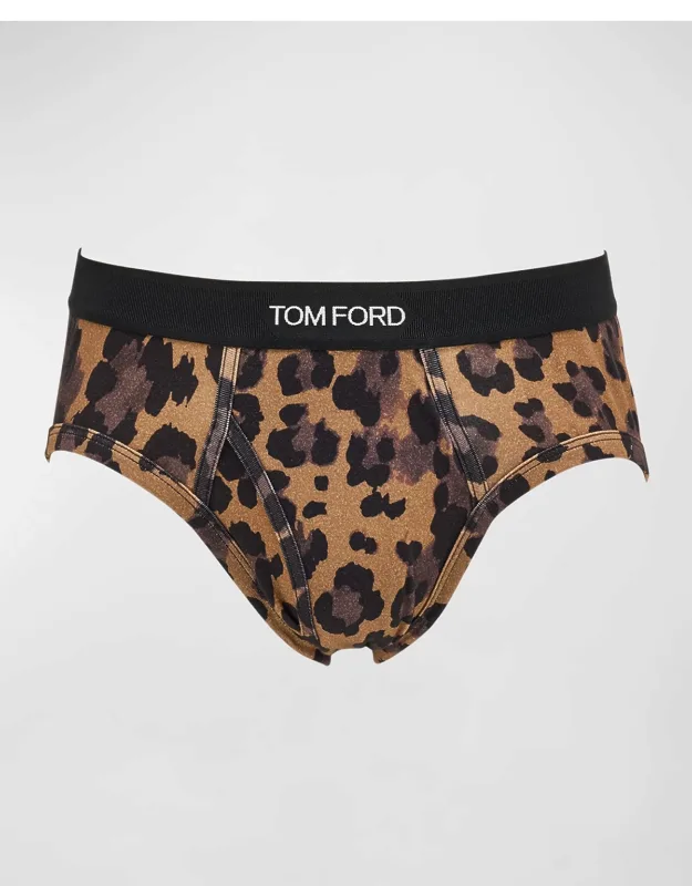 Leopard-print Cotton Jersey Briefs