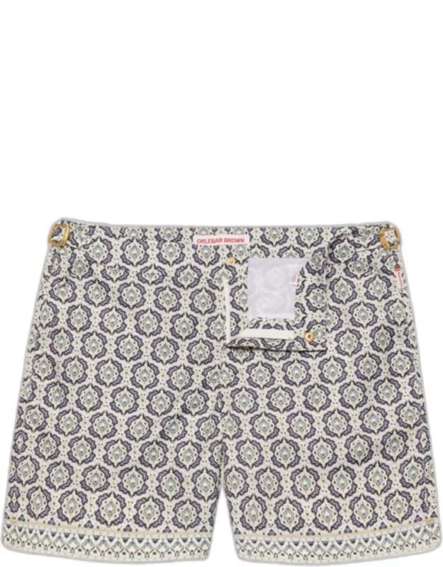 Classic Fit Swim Shorts With Passetto Print