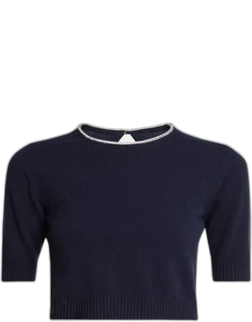 Crystal-collar Cashmere Sweater