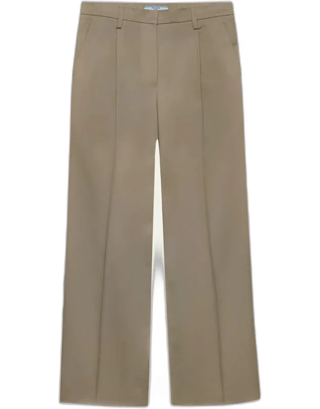 Pleated Cotton Twill Straight-leg Trousers