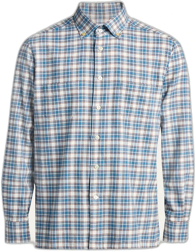 Double-pocket Cotton Plaid Button-down Shirt