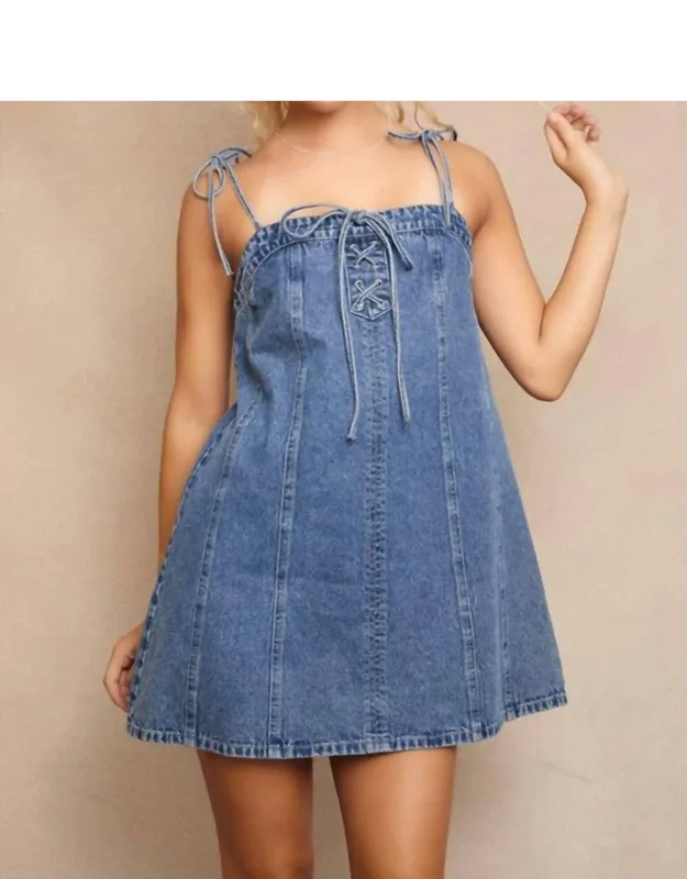 Lace Up Denim Dress