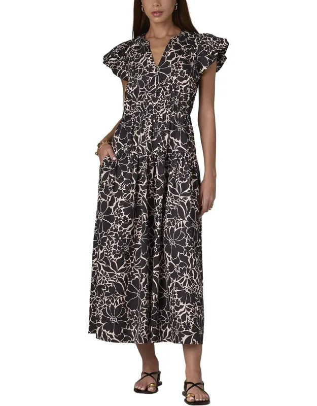 Short Structured Shoulder Cap Sleeve Maxi Dress