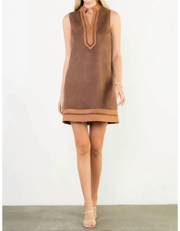Sleeveless Suede Mini Dress