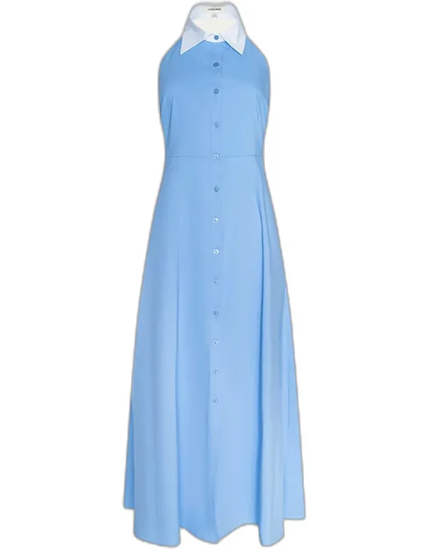 Cotton Poplin Halter Maxi Dress