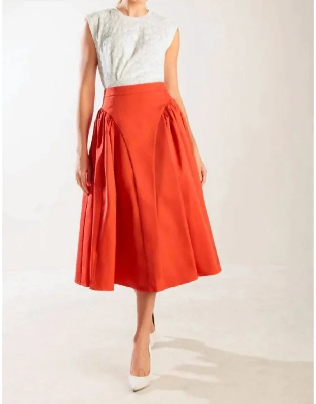 Solid Woven Full Midi Skirt