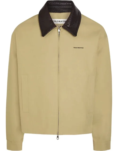 Leather-collar Logo-print Jacket