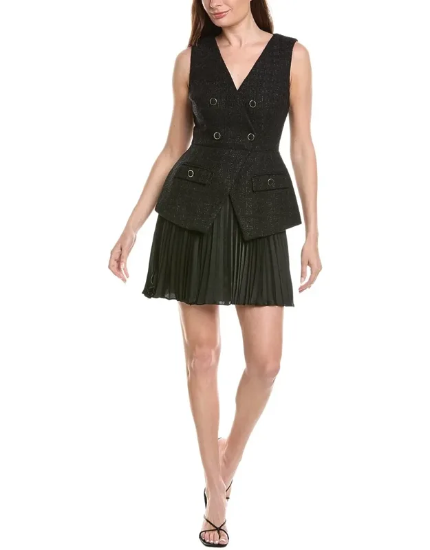 Boucle Mixed Media Mini Dress