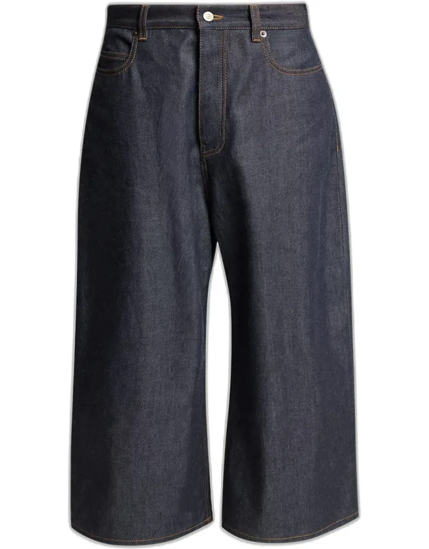 Raw Indigo Denim Wide-leg Jeans