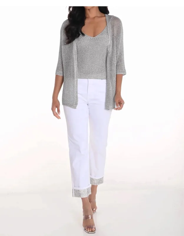 Sequin Hem Denim Pants
