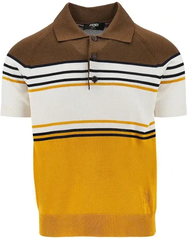 Striped Knit Polo Shirt
