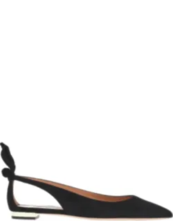 Bow Tie Suede Leather Ballet Flats