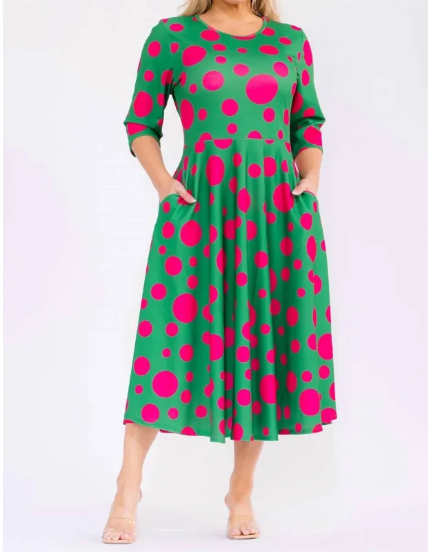 Polka Dot A-line Midi Dress