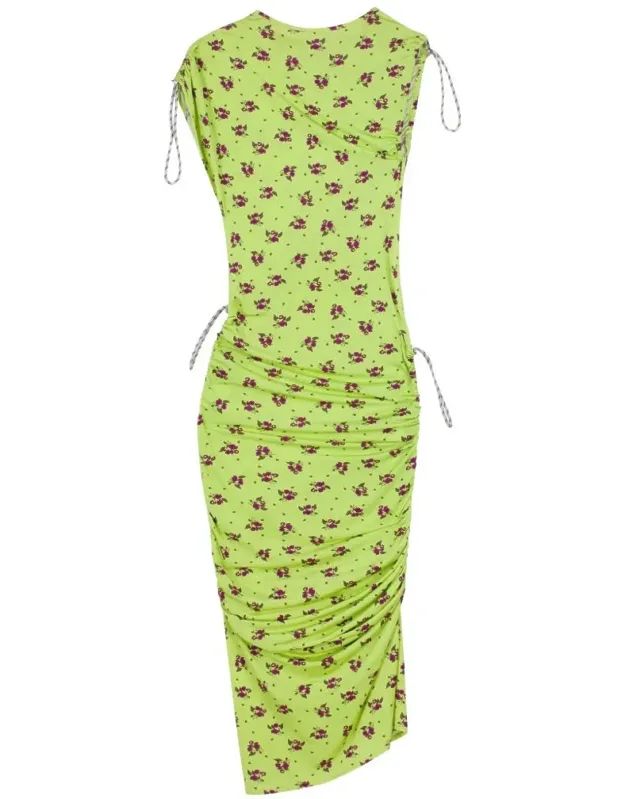 Floral Print Ruched Midi Dress