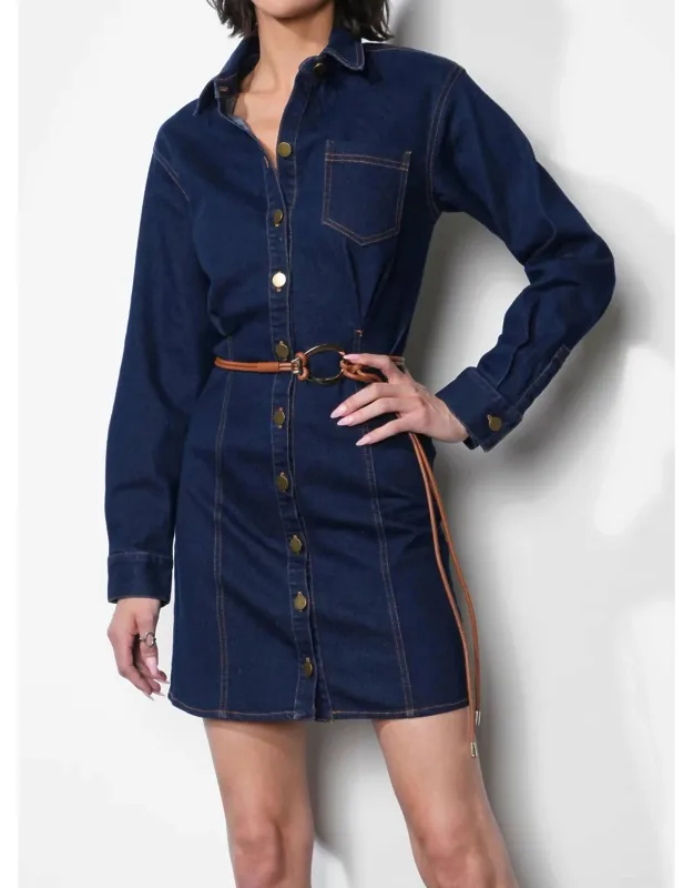 Calista Button Up Denim Dress