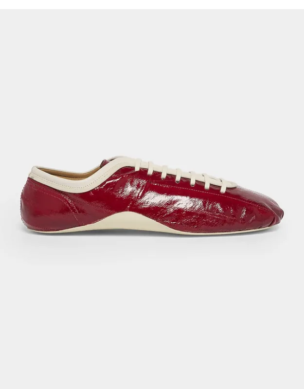 Glossy Eel-effect Leather Slim Sneakers