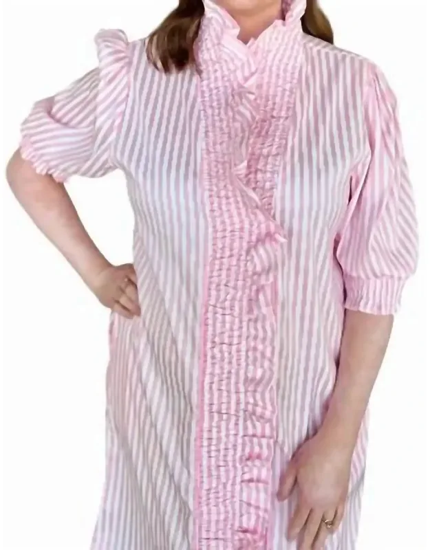 Striped Ruffle Trim Dress