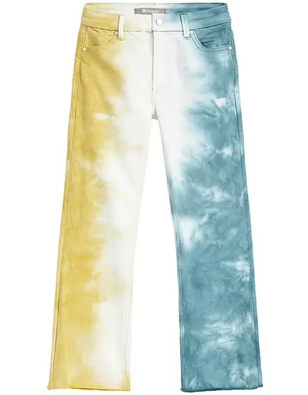 High Rise Crop Flare Pants With Fray Hem