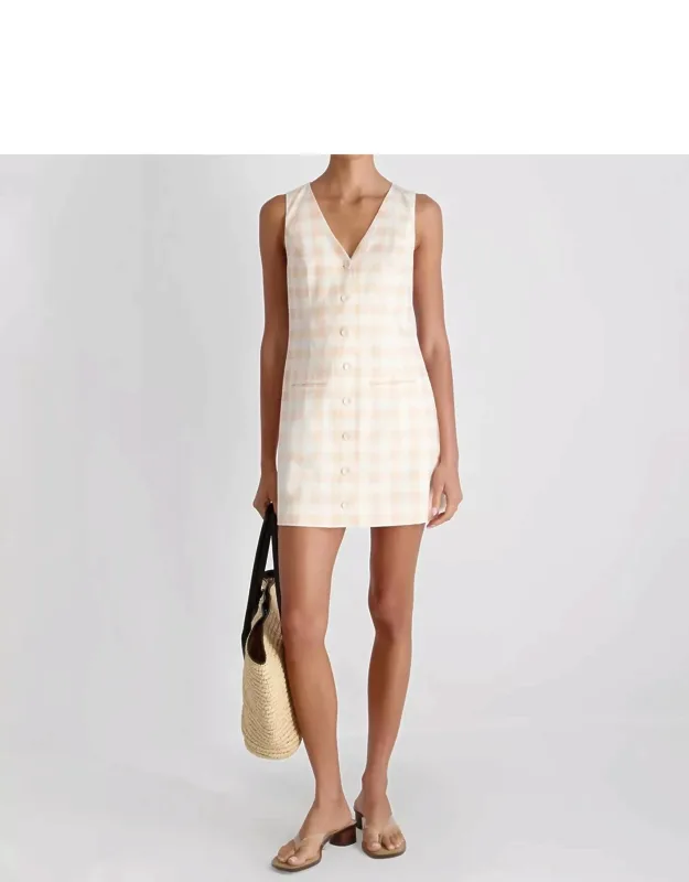 V-neck Gingham Dress