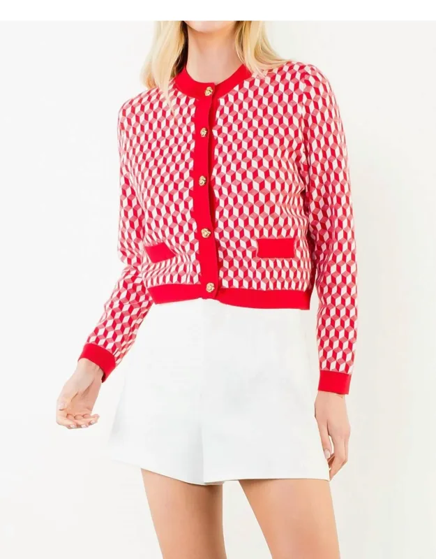 Long Sleeve Geometric Print Cardigan