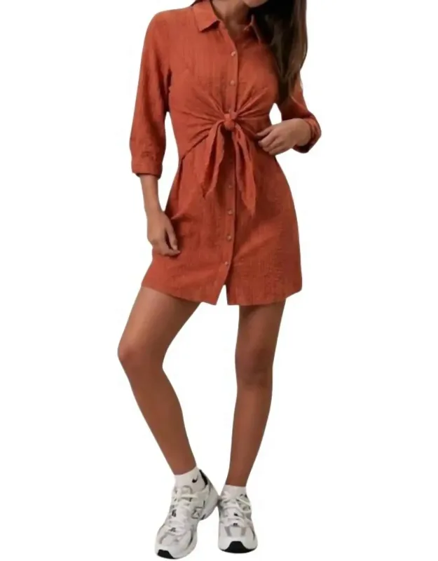 Tie-front Button Down Shirt Dress