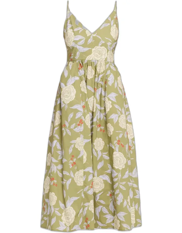 Vivien Fit & Flare Floral Cotton Midi Dress