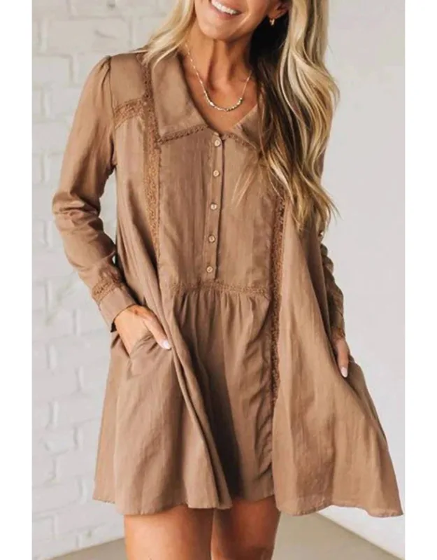 Collar Mini Shirt Dress