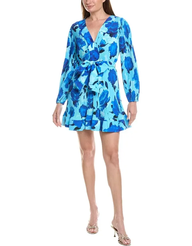 Blurred Blossom Pleated Mini Dress