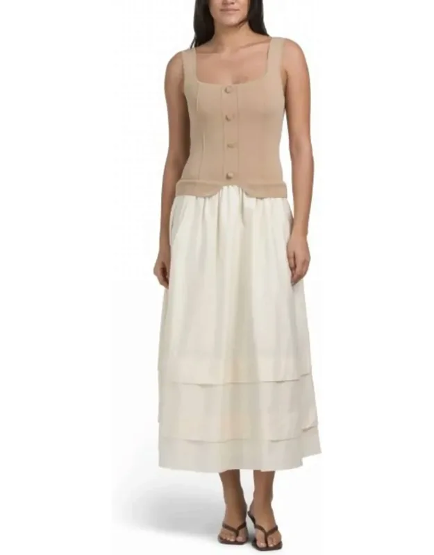 Square Neck Mixed Media Dress