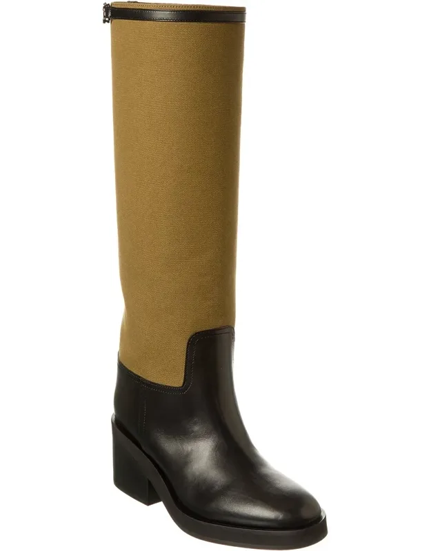 Yasmin 70 Canvas & Leather Knee-high Boot