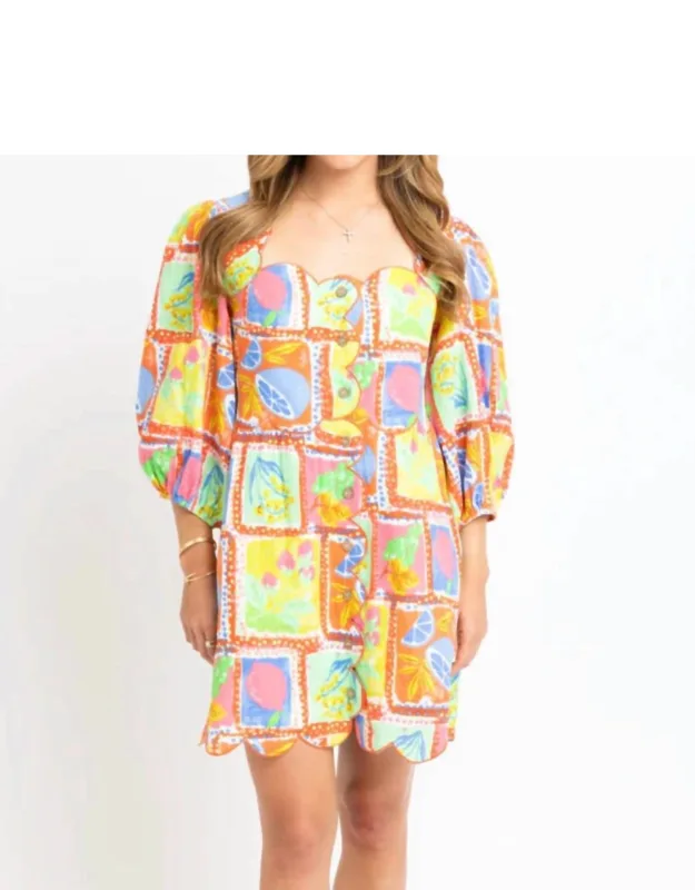 Fruit Gauze Scallop Dress