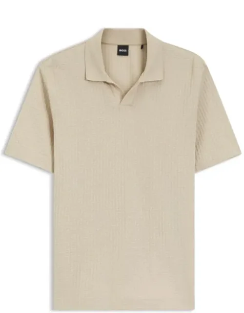 Jacquard-pattern Polo Shirt With Johnny Collar