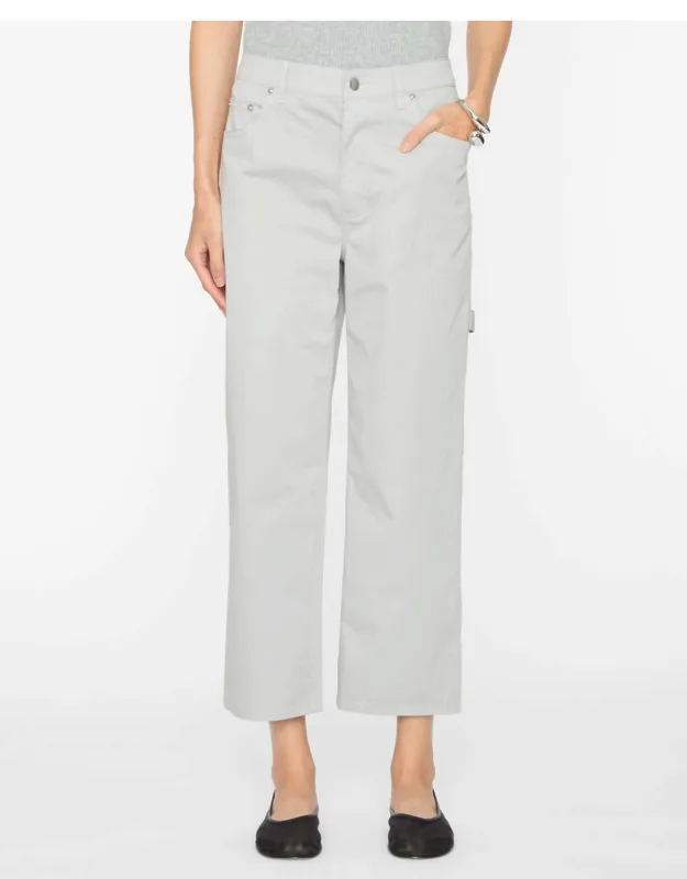 Garment Dyed Silky Cotton Cropped Slouchy Cargo Jeans
