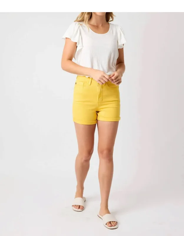 High Waist Tummy Control Garment Dyed Shorts