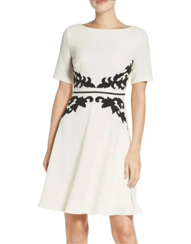 Appliqué Waist Crepe Dress
