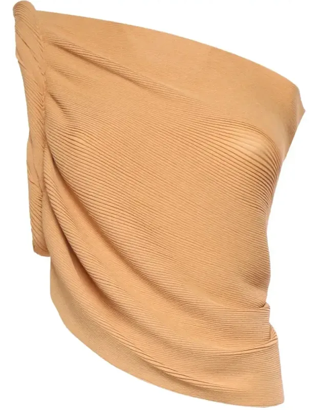 Asymmetrical One-shoulder Ribbed Top