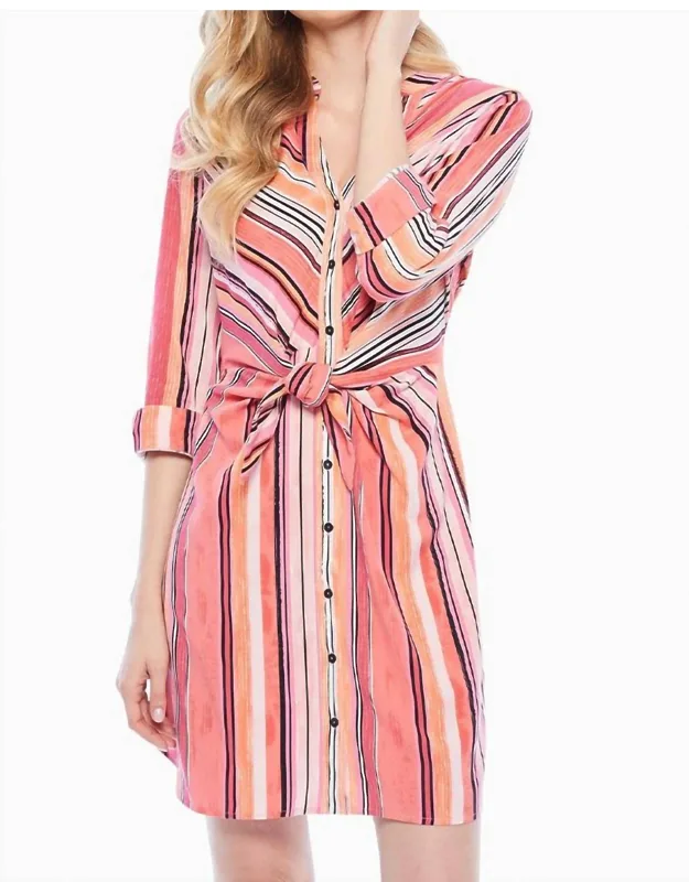 Sunset Stripe Shirt Dress