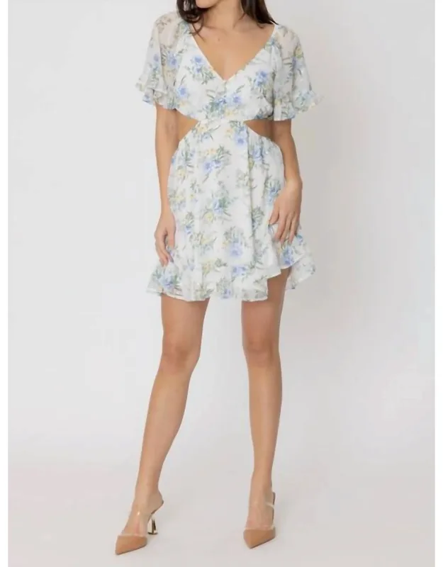 Floral Print Cut Out Mini Dress