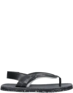 Leather Rounded Toe Thong Sandals