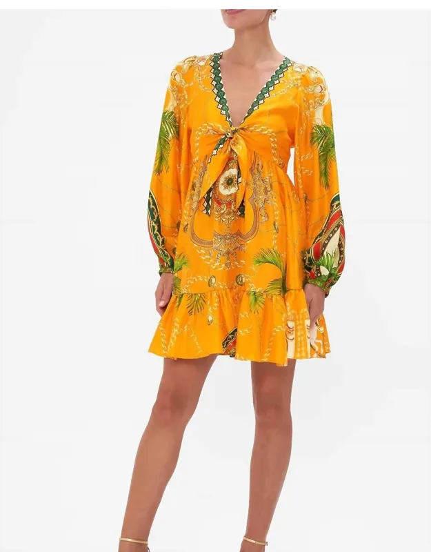 Short Front Tie Blouson Dress