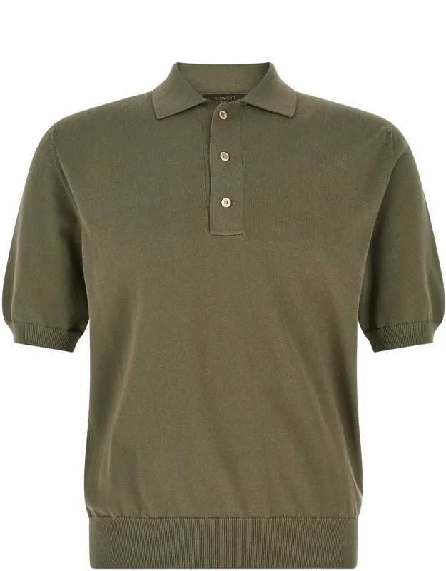 Lush Green Short-sleeved Cotton Polo Shirt